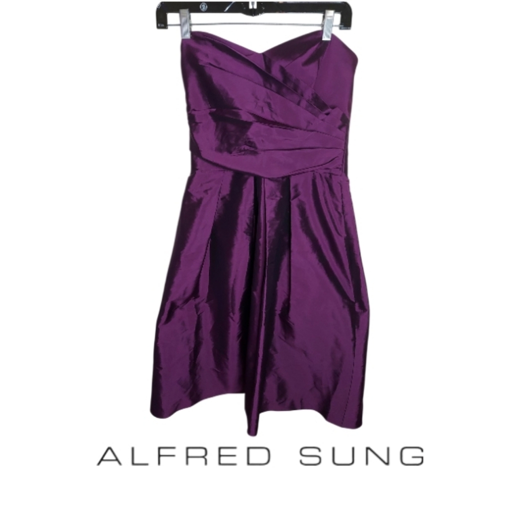 Alfred Sung Purple Satin Dress